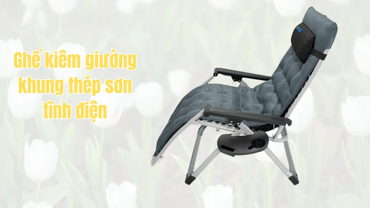 Ghế kiêm giường khung thép sơn tĩnh điện