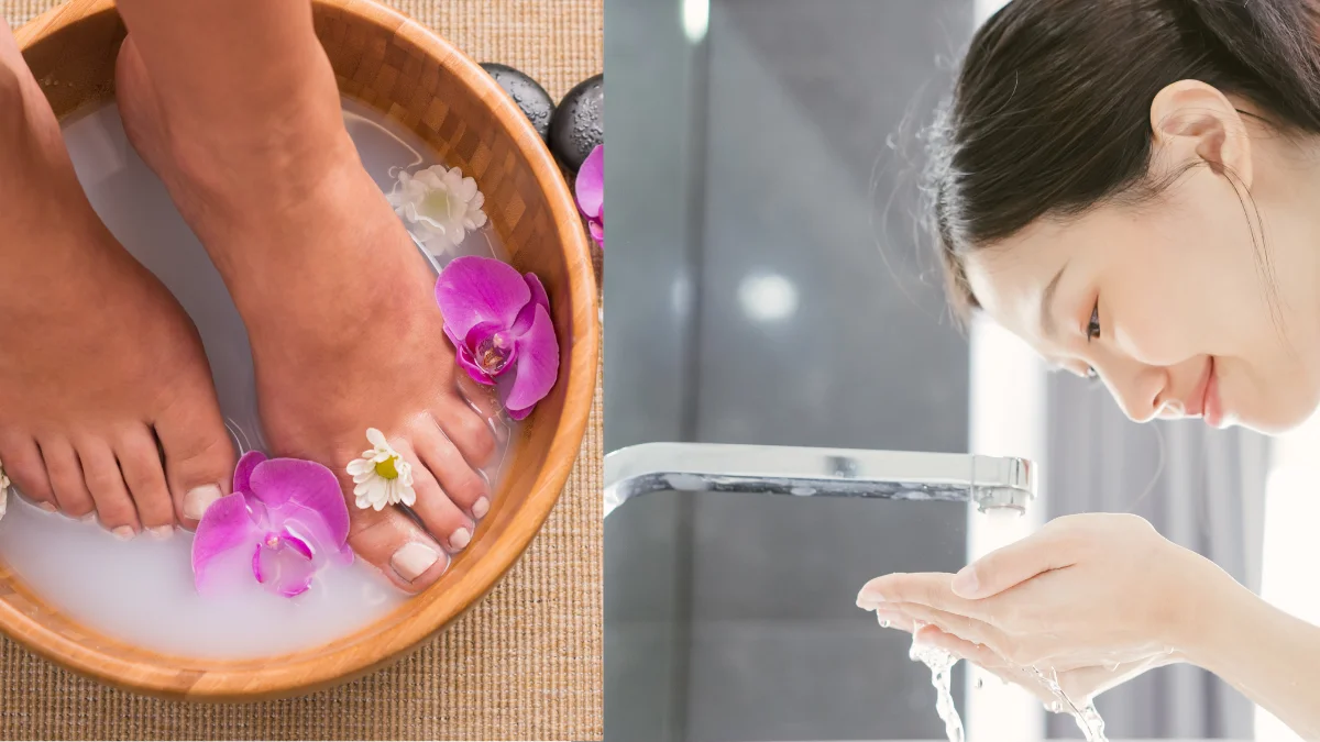 Rửa mặt hoặc ngâm chân bằng nước ấm